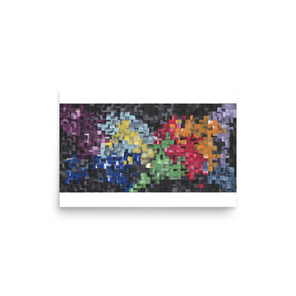 First 12x18 panoramic abstract wall art print featuring colorful criss-cross brushstrokes