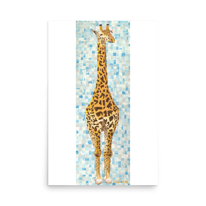 Large giraffe art print 24x36, full-body wildlife painting by Dorrin Gingerich