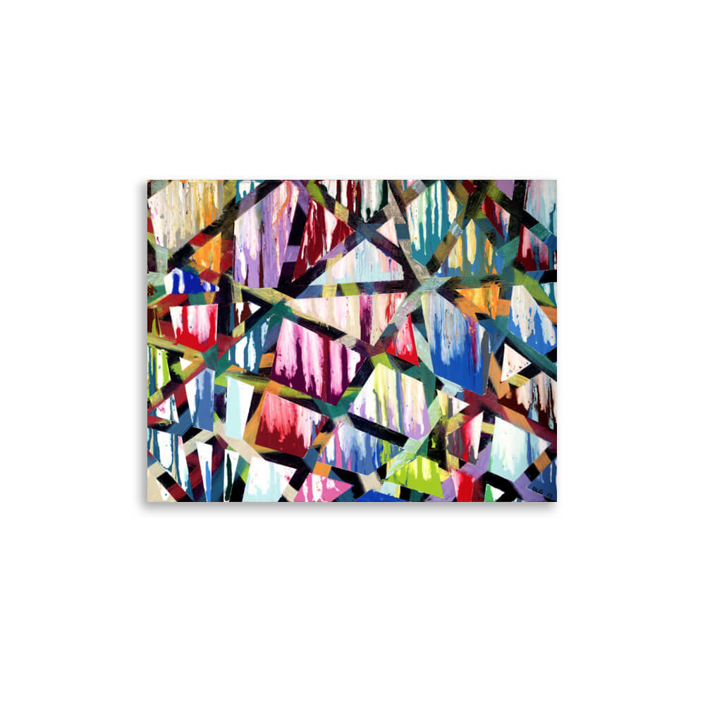 11x14 abstract print of Intersections with a fractured stained-glass pattern