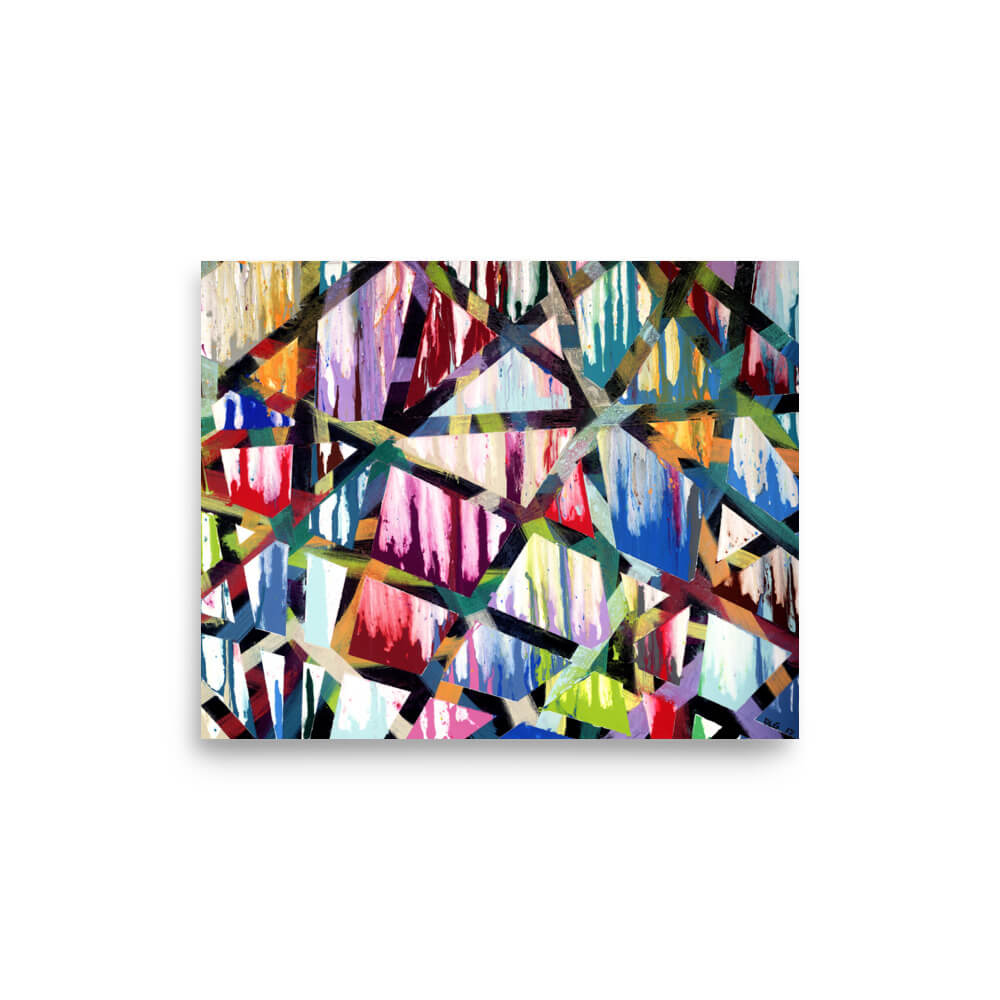 8x10 wall art print of Intersections featuring bold shards of color and black lines