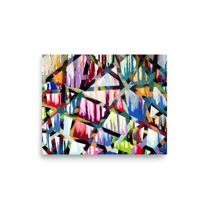 8x10 wall art print of Intersections featuring bold shards of color and black lines