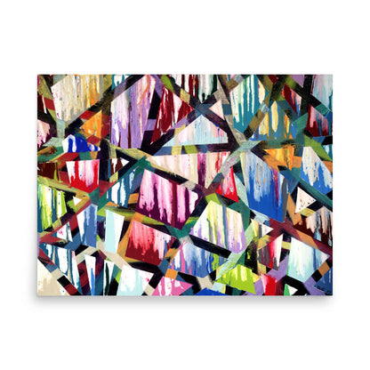 18x24 large abstract art print of Intersections with vivid color blocks