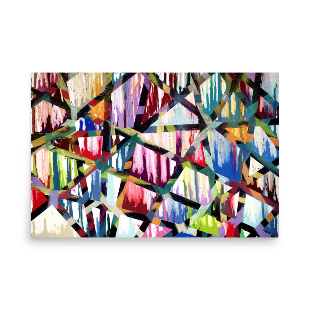 24x36 statement abstract print of Intersections featuring angular color shards