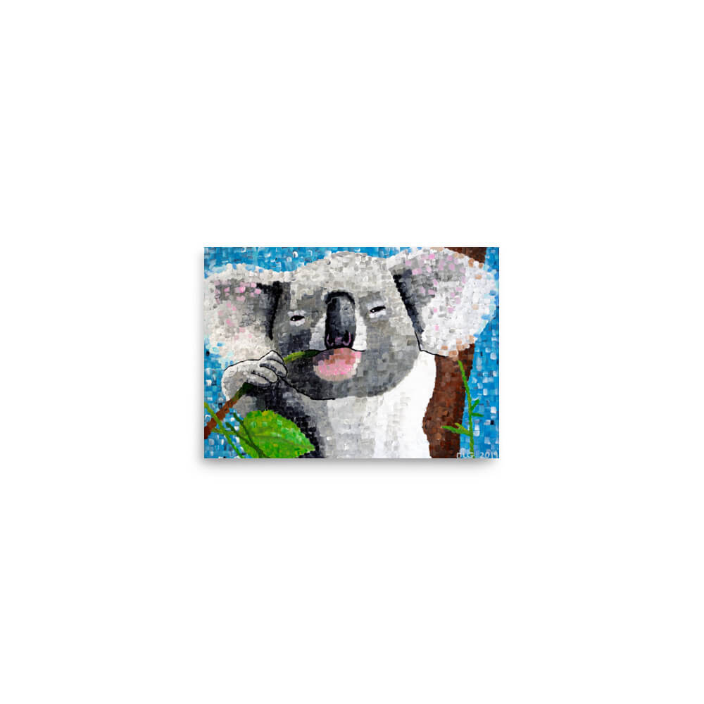 Koala art print, full view of the painting, 5x7 size, a sweet koala lover gift
