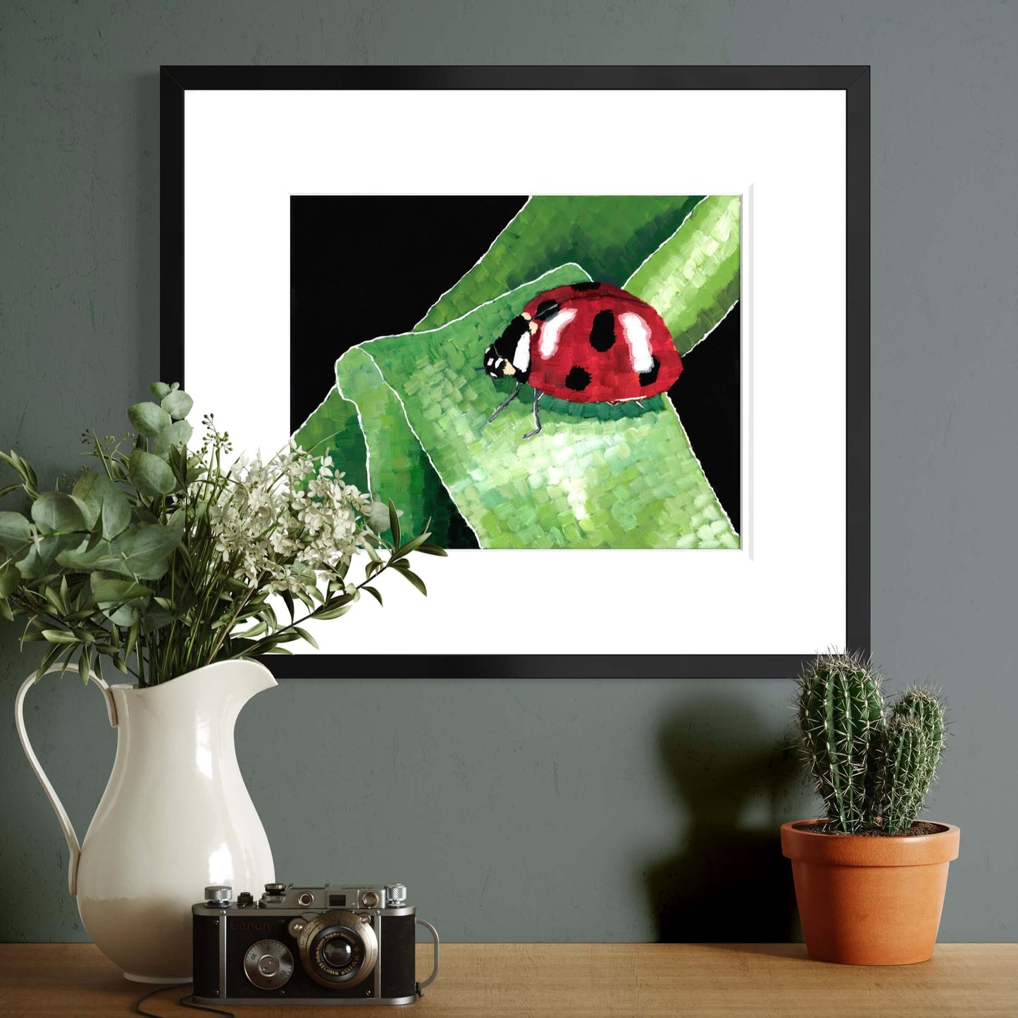 Ladybug on Grass Dorrin Gingerich Art