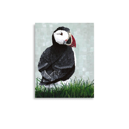 Puffin bird painting print 11x14, Atlantic seabird with colorful beak, wildlife wall art