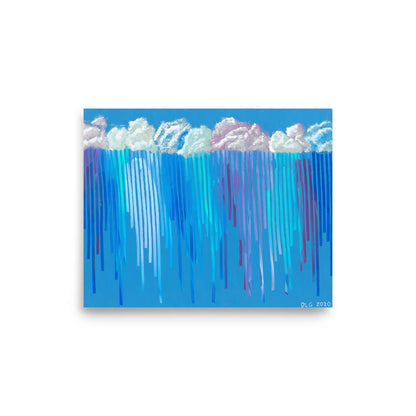 8x10 wall art print featuring Rain on Me, an abstract cloudscape with cascading rain lines