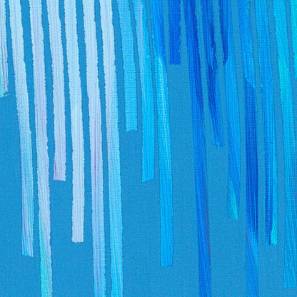 Close-up detail of Rain on Me highlighting layered blue and lavender rain streaks