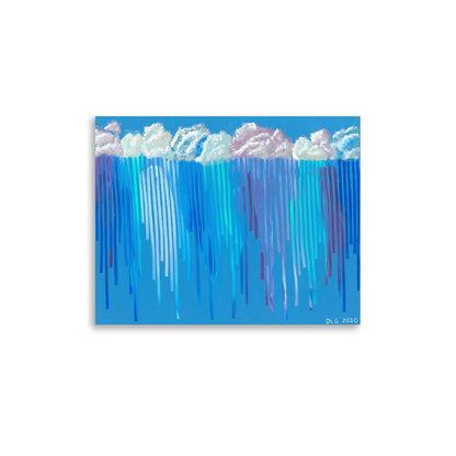 11x14 abstract print of Rain on Me showing lavender clouds dripping into turquoise rain