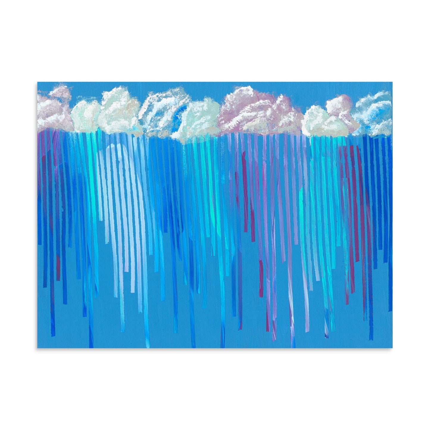 Oversized 30x40 statement print of Rain on Me, an abstract storm scene in blue and violet