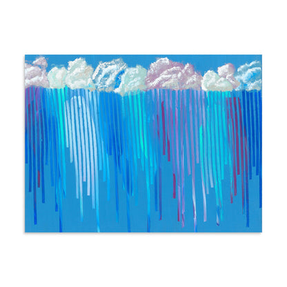 Oversized 30x40 statement print of Rain on Me, an abstract storm scene in blue and violet