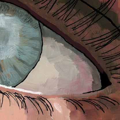 Close-up of painted eye iris with cross reflection, detail from The Faith I Once Knew