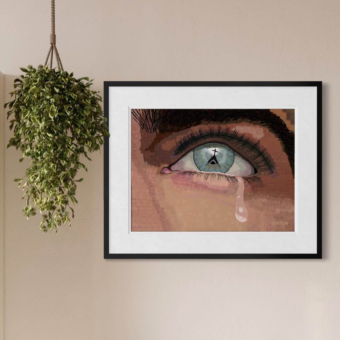 The Faith I Once Knew framed print on neutral wall with hanging plant, meaningful faith art