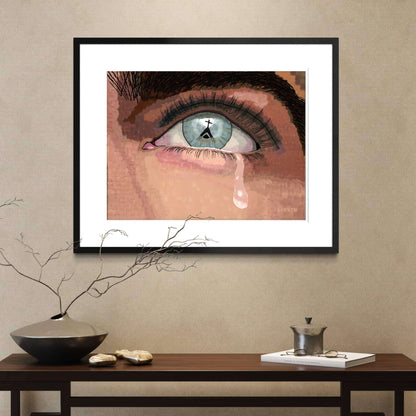 Framed faith art print above wood console table, The Faith I Once Knew by Dorrin Gingerich