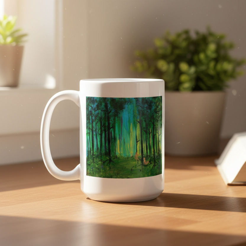 Two Men in Forest | Mug Dorrin Gingerich Art