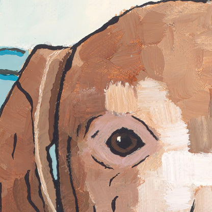 Rust-colored Vizsla stretched on canvas — a lifelike the dog painting ideal for canvas wall decor lovers.