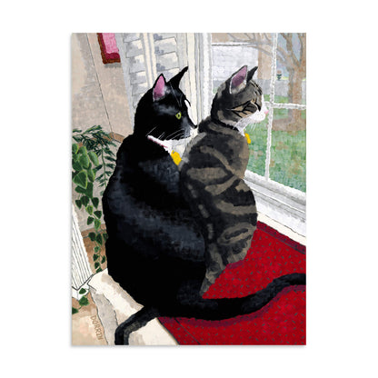 Full view of the Window Watchers painting, 30x40 jumbo poster print