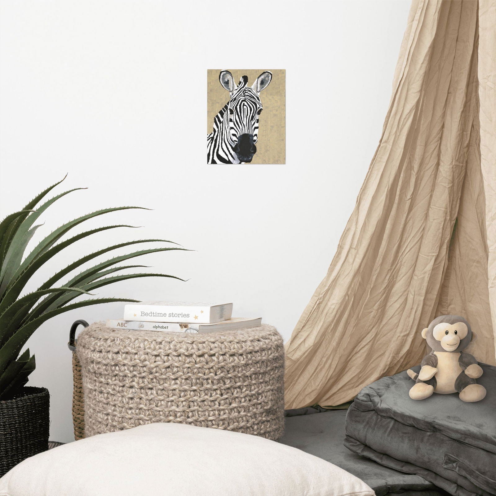 Gallery wall featuring Zebra 1 — bold and expressive zebra canvas prints ideal for contemporary art prints collections.