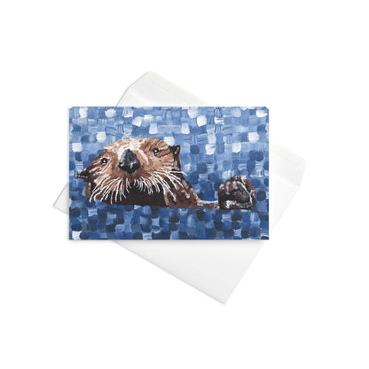 Otter 1 Greeting Cards Dorrin Gingerich Art