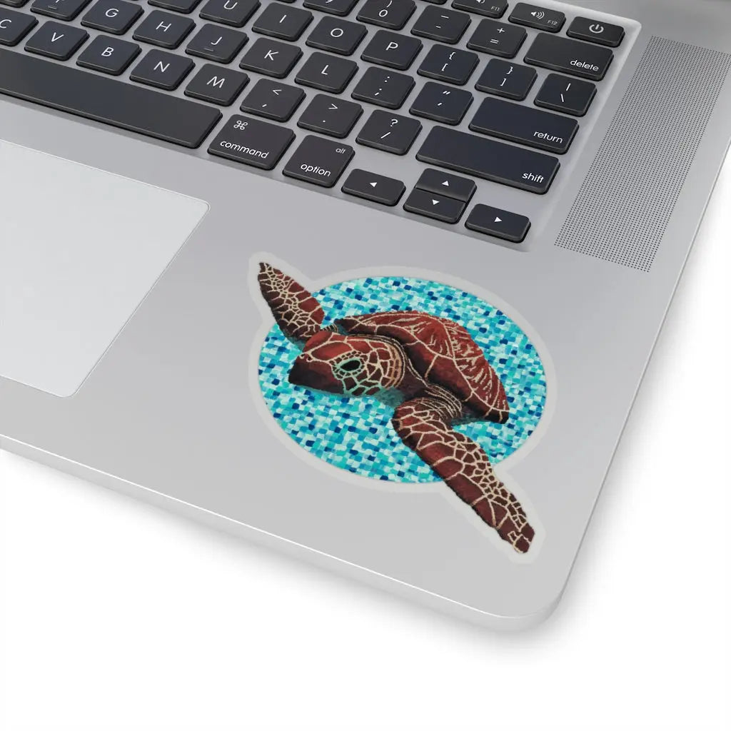 Sea Turtle 1 Circle Stickers Dorrin Gingerich Art