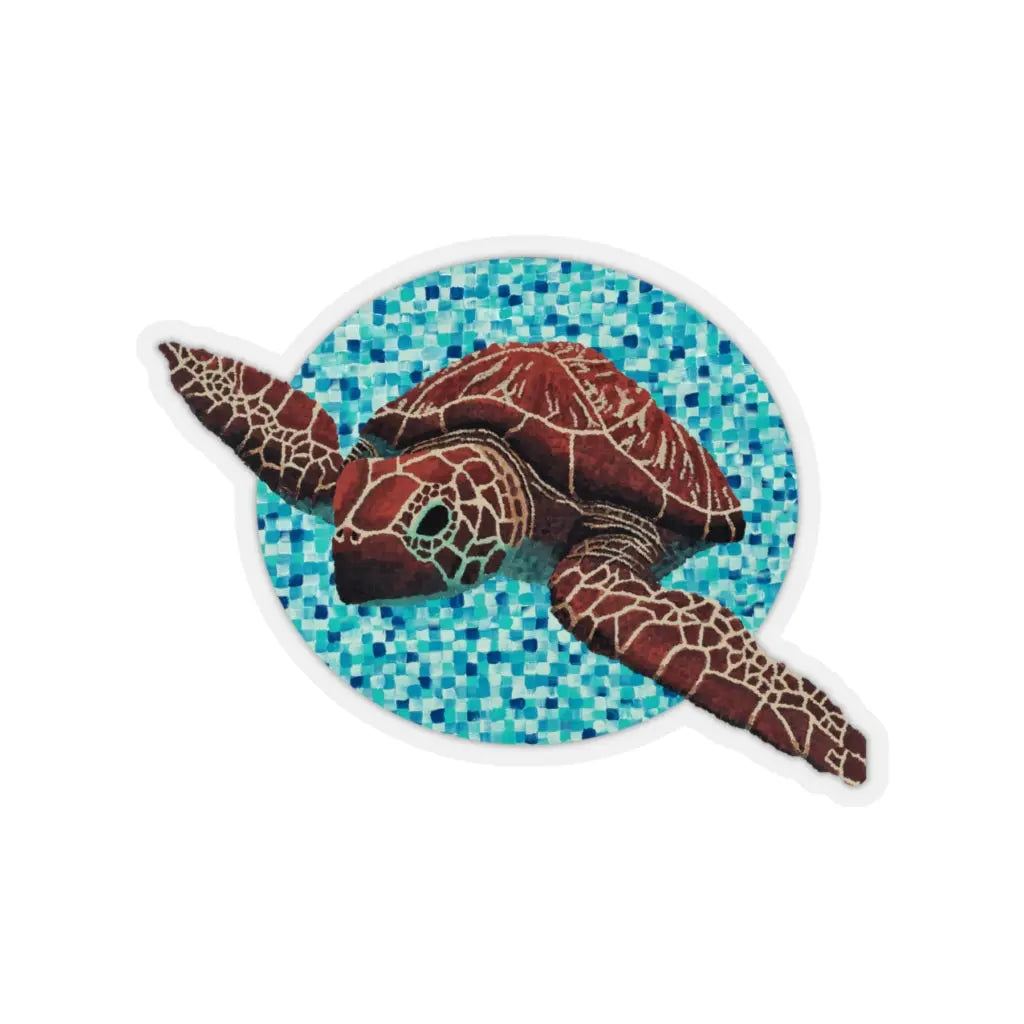 Sea Turtle 1 Circle Stickers Dorrin Gingerich Art