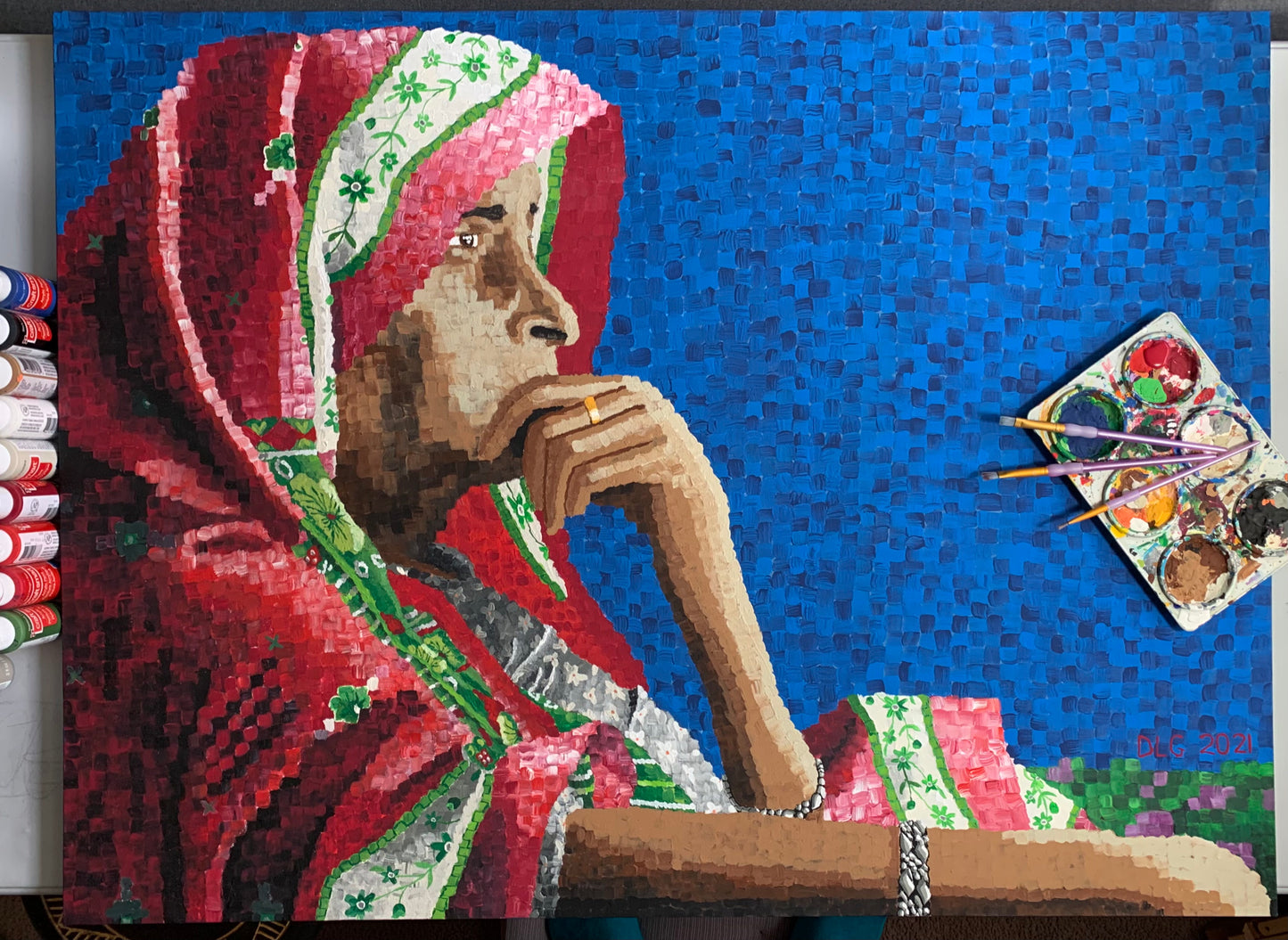 Indian Lady | 30x40 | Acrylic Paint on Canvas Dorrin Gingerich Art